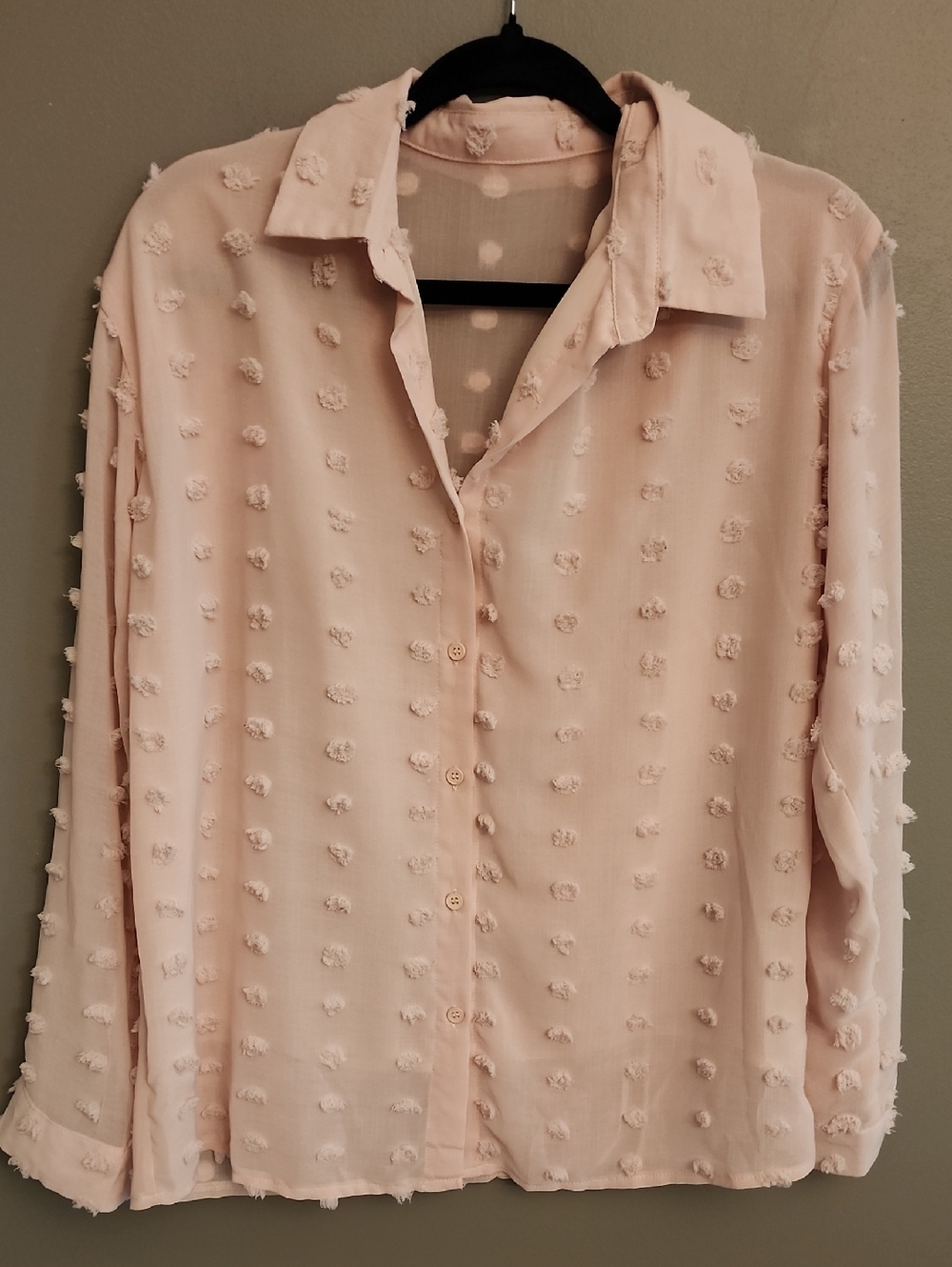 Women’s Blush Pink Textured Button-Up Top